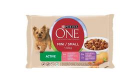 Konservuotas ėdalas šunims ONE Mini Adult, su vištiena, jautiena ir daržovėmis, 4 x 85 g