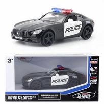 1/36 Scale Benz AMG GTS Policijos automobilio modelio Automobilių liejiniai žaislai vaikams berniukams. 1/36-Size:12*5.2*3.8cm juoda/balta