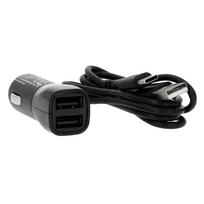 Gear 12-24V Charger 2xUSB 3.4A Black with USB-C 2.0 cable, 1m