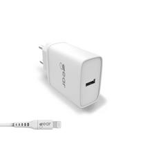 Gear 220V Charger 1xUSB 2.4A White Lightning cable 1m MFI C89