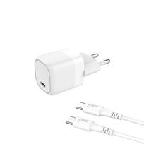 Gear 220V Charger 1xUSB-C White, PD/PPS 25W, USB-C to USB-C Cable, 3A