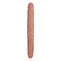 Dvigubas varpos imitatorius RealRock Slim Double Ended Dong 12, smėlio spalvos