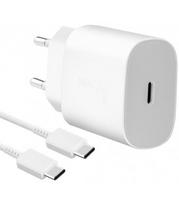 Originalus baltas Samsung pakrovejas 25W 1xType-C + Type-C - Type-C laidas "EP-TA800EWE + EP-DA905BWE"