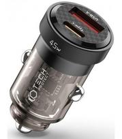 Juodas automobilinis pakrovėjas 45W PD45W/QC3.0 "Tech-Protect CC45W 2-Port"