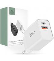 Baltas 1xType-C + 1xUSB PD30W/QC3.0 pakrovėjas "Tech-Protect NC30W 2-Port"