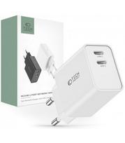 Baltas 2xType-C PD35W 35W pakrovėjas "Tech-Protect C35W 2-Port"