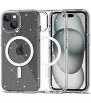 Skaidrus dėklas su blizgučiais Apple iPhone 15 telefonui "Tech-Protect Flexair Hybrid Magsafe Glitter"