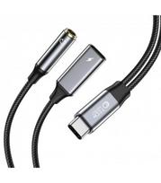 Juodas Type-C - 3.5mm + Type-C PD60W/6A adapteris "Tech-Protect Ultraboost"