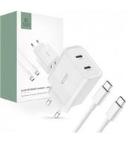 Baltas pakrovėjas PD20W + Type-C - Type-C laidas "Tech-Protect C20W 2-Port"