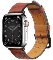 Raudona odinė apyrankė Apple Watch Ultra / SE / 8 / 7 / 6 / 5 / 4 (42 / 44 / 45 / 49 mm) laikrodžiams "Strap Leather"