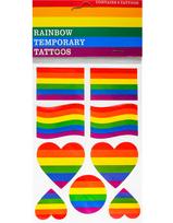 Rainbow Pride laikinos tatuiruotės (9 vnt.) - Daugiaspalvis