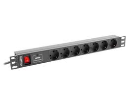 LANBERG Surge protector rack PDU 1U with 7 Schuko sockets, 2m cable, 10A, black