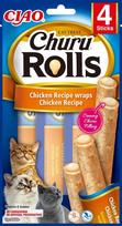 INABA Churu Rolls Vištienos receptiniai įvyniojimai - skanėstai katėms - 4x10 g