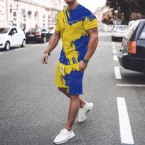Vasaros Naujas Mados 2 Dalių Rinkinys Sportinis Kostiumas Vyriški Oversized Drabužiai Retro Paplūdimio Stilius 3D Spausdinti Marškinėliai Vyriškas Kostiumas Marškinėlis Šortai S