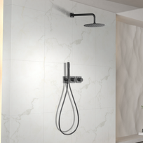 Termostatinė potinkinė dušo sistema Imex Tibet PVD gunmetal grafito spalvos