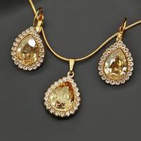 Papuošalų rinkinys moterims DiamondSky „Celestial Drop (Golden Shadow)“ su Swarovski kristalais