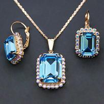 Papuošalų rinkinys moterims DiamondSky „Lourdes (Aquamarine)“ su Swarovski kristalais