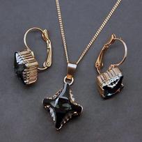 Papuošalų rinkinys moterims DiamondSky Crystal Rhombus II (Graphite Lite Chrome) su Swarovski kristalais