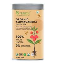 Žalioji arbata su Ashwagandha (100 g), Ekologiška Ashwagandha žalioji arbata, arbatos dėžutė