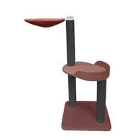 Tvirta, medinė draskyklė su trimis stulpais, guoliu, 130cm (pasirenkama spalva, virvė) - Produkto Virvė Medvilninė, Produkto Virvės spalva Juoda, Produkto Spalva Smėlio