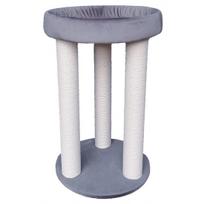 Tvirta, medinė draskyklė su trimis stulpais ir guoliu, 82cm (pasirenkama spalva, virvė) - Produkto Spalva Pilkas, Produkto Virvė Sizalinė, Produkto Virvės spalva Šviesiai