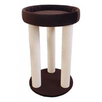 Tvirta, medinė draskyklė su trimis stulpais ir guoliu, 82cm (pasirenkama spalva, virvė) - Produkto Spalva Ruda, Produkto Virvė Sizalinė, Produkto Virvės spalva Šviesiai