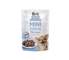 Brit Care Mini Venison fillets in gravy konservai šunims maišeliuose 85g - Produkto Svoris 85g X 24 vnt.