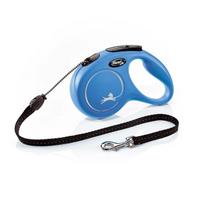 Flexi New Classic S Cord automatinis virvinis pavadėlis, šunims iki 12 kg, 5 m (įv. spalvų) - Produkto Spalva Mėlyna