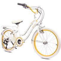 Mergaitės dviratis 20 colių su 6 greičių Shimano Tourney kasete ir Revoshift HEART BIKE rankenėle, balta ir auksinė, Mergaitės dviratis 20 colių su 6 greičių Shimano Tourney kasete ir Revoshift HEART BIKE rankenėle, balta ir auksinė