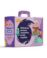 Premium mokyklinių prekių krepšelis pirmokei (kairiarankei)