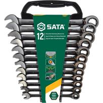 SATA Raktų su reversine terkšle rinkinys (12vnt)(8-19mm)