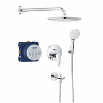 Grohe Bauedge potinkinio dušo sistema su lietaus dušo galva Tempesta 250 ir vonios snapeliu chromo spalvos
