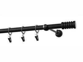 Metalinis karnizo komplektas PORTO, viengubas, juodos spalvos, 2,4 m, Ø 19 mm