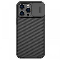 Juodas dėklas su kameros apsauga "Nillkin Camshield Pro" telefonui iPhone 15