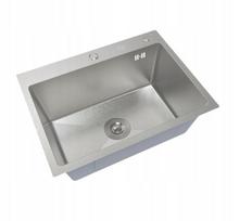 Vieno dubens virtuvės kriauklė 60x45 inox + sifonas, dozatorius, krepšys, be skylės