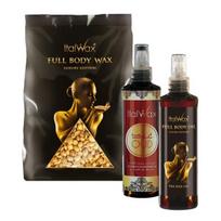 Kosmetikos rinkinys depiliacijai ItalWax: karštos plėvelės vaškas, 1000 g + aliejus prieš depiliaciją, 250 ml + losjonas po depiliacijos, 250 ml