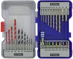 Drills set Multi Material - for metal, wood, concrete and tiles + screwdriver bits - 28pcs
