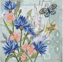 Siuvinėjimo kryželiu rinkinys NEEDLEWORLD ART CORNFLOWER FIELD 32x32 cm.