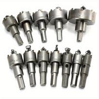 12vnt 15mm-50mm metalinių skylių pjūklo pjoviklio lydinio grąžtų rinkinys, skirtas medienai plastikinėms medžiagoms metalo pjovimui pilka