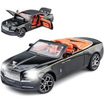1/24 mastelio Rolls-Royce EROCK naujoji versija, išskirtinis automobilio modelis Rolls-Royce Dawn modelio automobilis, cinko lydinio nutraukiamas žaislinis automobilis su garsu ir šviesa suaugusiems 1/24-Size:22*8.3*6.3cm juoda
