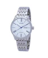 „Citizen“ nerūdijančio plieno balto ciferblato automatinis vyriškas laikrodis NH8350-59B balta