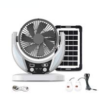 Saulės kolektorius AC/DC įkraunamas mini stalo ventiliatorius lauko stovyklavimo avarinis su LED USB prievadais Namų biuro vėsinimo oro ventiliatoriai USB balta