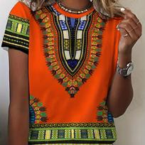 Vasarinis Vintažinis Moteriškas Marškinėlis Dashiki 3D Spausdintas Marškinėlis Moteriškas Madingas Marškinėlis Apvalia Kaklo Iškirpte Trumpomis Rankovėmis Marškinėlis Vaikų Viršutiniai Drabužiai T-shirt Etninis 5XL