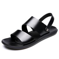 Nauji vasariniai batai vyriški sandalai plokščios neslystančios vyriškos vasaros atostogų sandalai juodi rudi minkšti 39 juoda