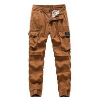 JAYSCE Men's Fashion Work Pants Outdoor Wear-resistant Mountaineering Trousers Work Clothes Street Fashion Cargo Pants Khaki Pants 28 juoda