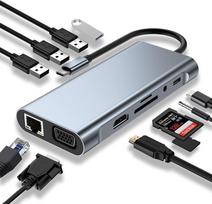 USB C stebulės C tipo skirstytuvas prie HDMI 4K „Thunderbolt 3“ prijungimo stoties nešiojamojo kompiuterio adapteris su PD SD TF RJ45, skirtas „Macbook Air M1 iPad Pro“ CHINA