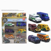 6 vnt. supakuoti 1/64 mastelio lieto metalo automobiliai, 6 vnt. plastikinio lydinio RV žaislinio automobilio modelis „pasidaryk pats“ dekoravimui 1/64-Size:7.2*3.2*3cm black