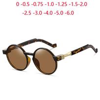 Leopardo rėmeliai apvalūs trumparegiai akiniai nuo saulės su dioptrijomis Vintage Anti-glare Receptiniai akiniai nuo saulės Moterys Vyrai -0,5 -0,75 iki -6 5.5