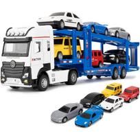 1/32 sunkvežimio žaislinis sunkvežimis sunkvežimis su garsais ir šviesomis, patraukiama sunkvežimio priekaba, transportavimo žaislinis automobilio statybinis sunkvežimio žaislas vaikams ir suaugusiems 1/32-Size:36*8*6cm mėlyna/balta