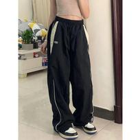 Laisvos Baggy Kelnės Moterims Vintažinės Y2k Dydžio Hip Hop Joggeriai Harajuku Gatvės Stiliaus BF Moteriškos Sportinės Kelnės Plačių Kojų Kelnės M juoda